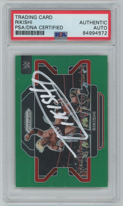 2022 Panini Prizm WWE Green Prizm Rikishi Auto - PSA/DNA Authentic