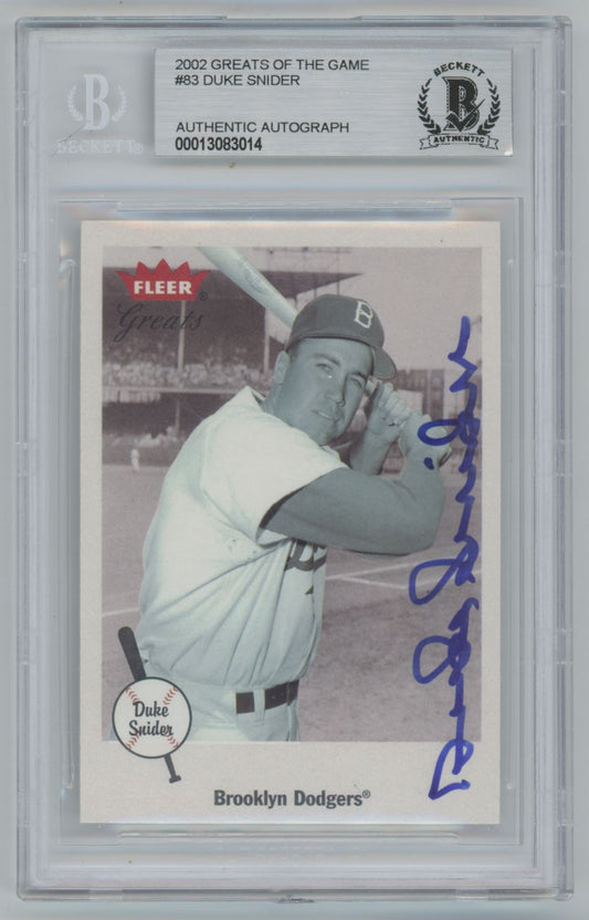 2002 Greats of the Game Duke Snider #83 Auto - Beckett Authentic