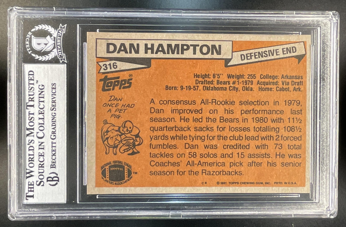 1981 Topps Dan Hampton #316 RC Auto Bears Beckett