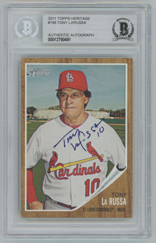 2011 Topps Heritage Tony Larussa #198 Auto - Beckett Authentic