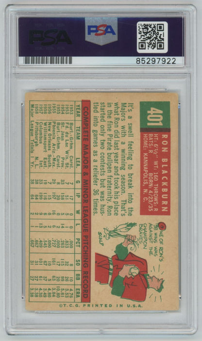 1959 Topps Ron Blackburn #401 Auto - PSA/DNA Authentic