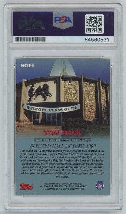 1999 Topps Hall of Fame Tom Mack Auto - PSA/DNA