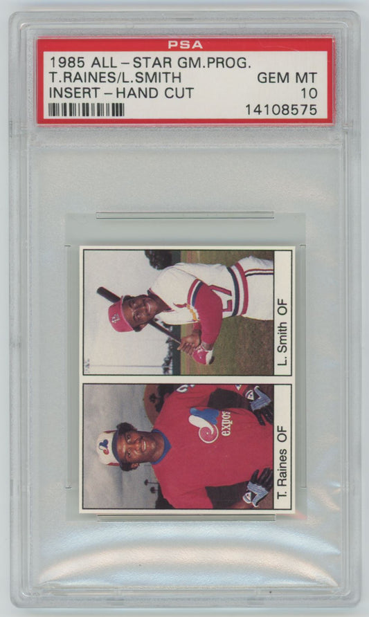 1985 All-Star Game Program Tim Raines/Lonnie Smith Insert Hand-Cut PSA 10