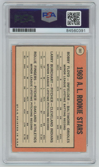 1969 Topps #597 Rollie FIngers ROOKIE CARD Auto - PSA/DNA (0391)