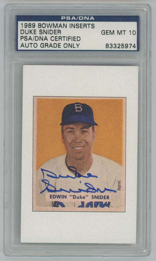 1989 Bowman Inserts Duke Snider - PSA/DNA Auto 10 Grade