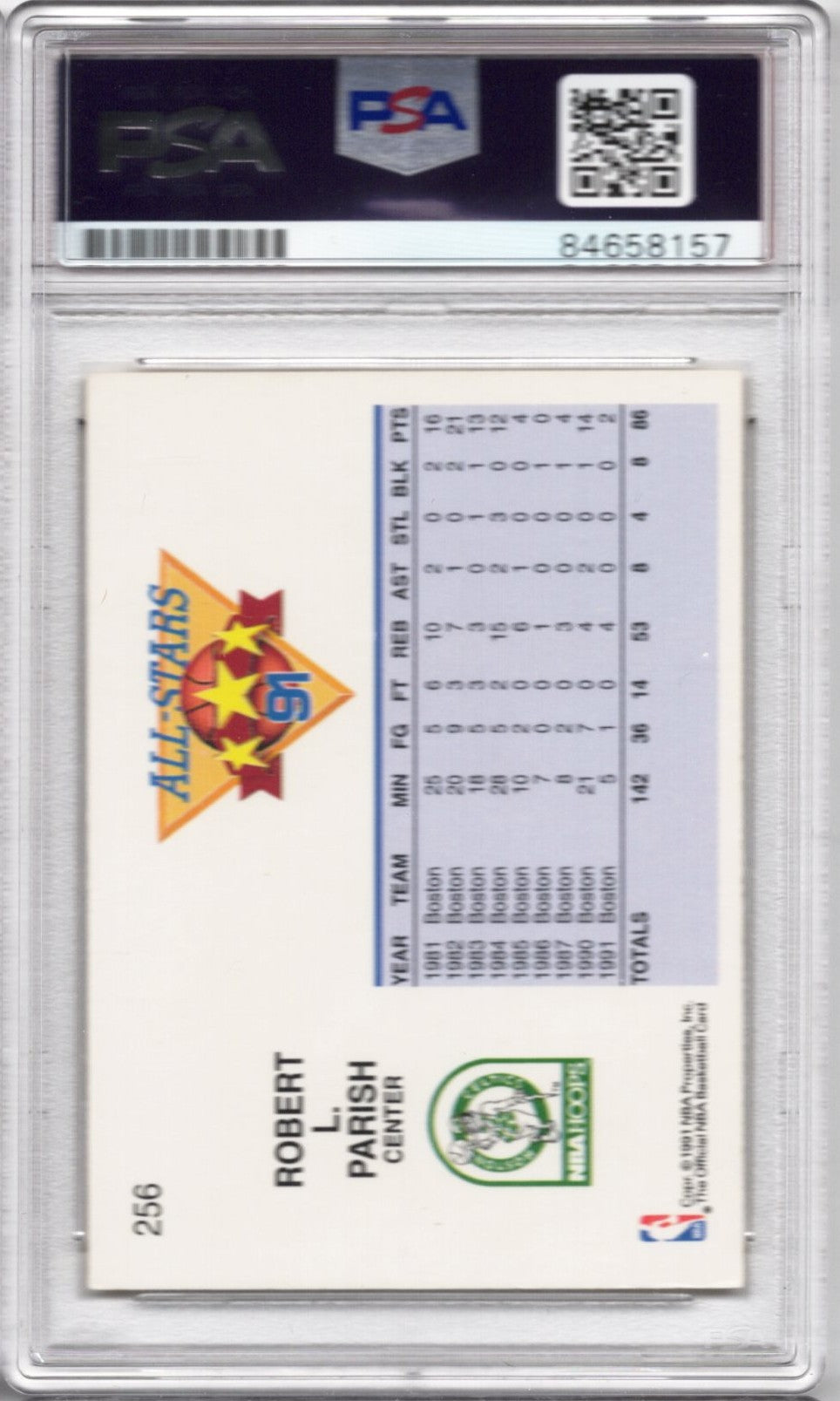 1991 NBA HOOPS NBA ALL-STAR EAST ROBERT PARISH AUTOGRAPH PSA/DNA (8157)