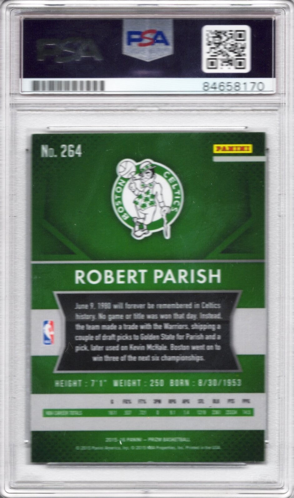 2015 PRIZM ROBERT PARISH AUTOGRAPH PSA/DNA (8170)