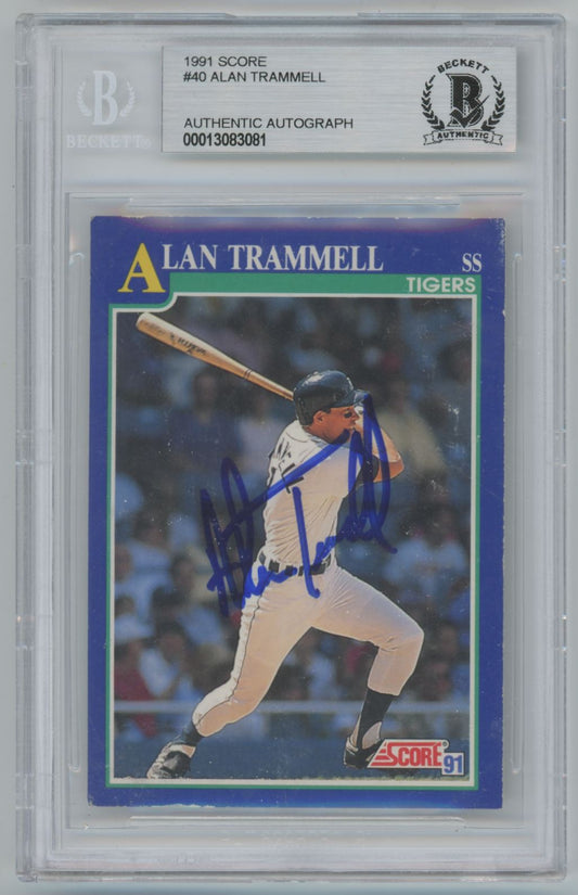 1991 Score Alan Trammell #40 Auto - Beckett Authentic