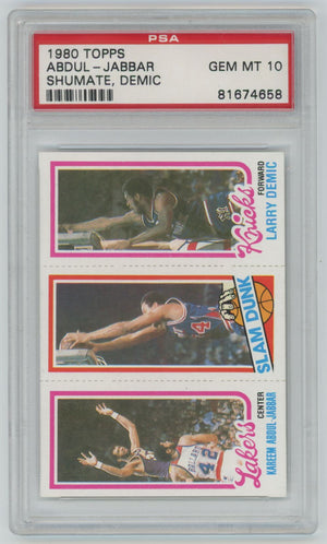 1980 Topps Kareem Abdul-Jabbar, John Shumate, Larry Demic - PSA 10