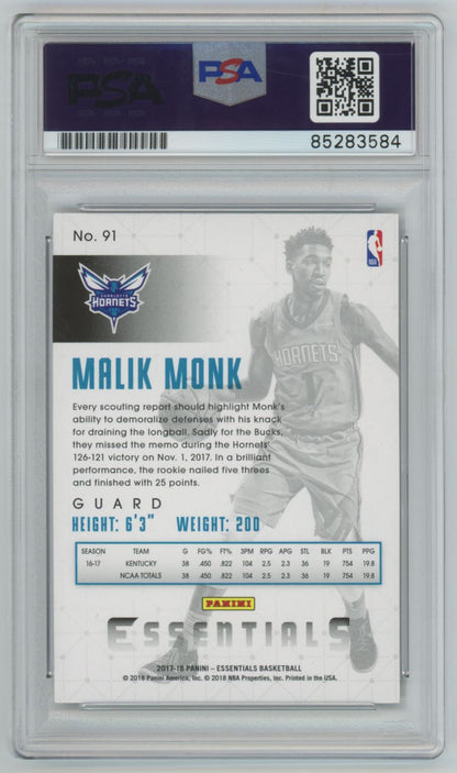 2017 Panini Essentials Malik Monk Auto PSA/DNA Authentic