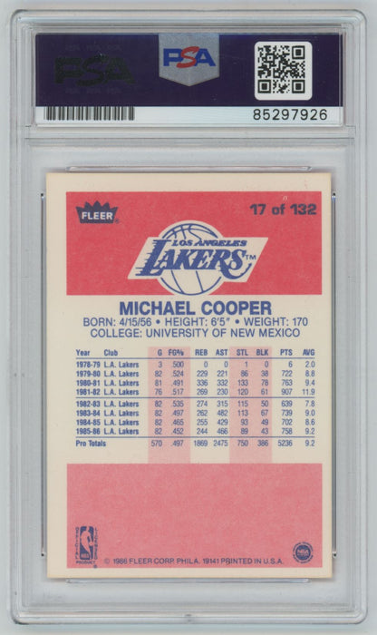 1986 Fleer Michael Cooper #17 Auto Rookie Card - PSA/DNA Authentic (7913)