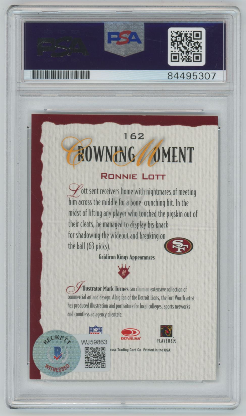 2002 Donruss Gridiron Kings Ronnie Lott Auto - PSA/DNA Authentic