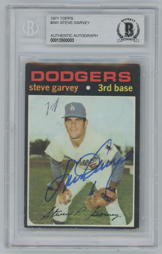 1971 Topps #341 Steve Garvey Auto - Beckett Authentic