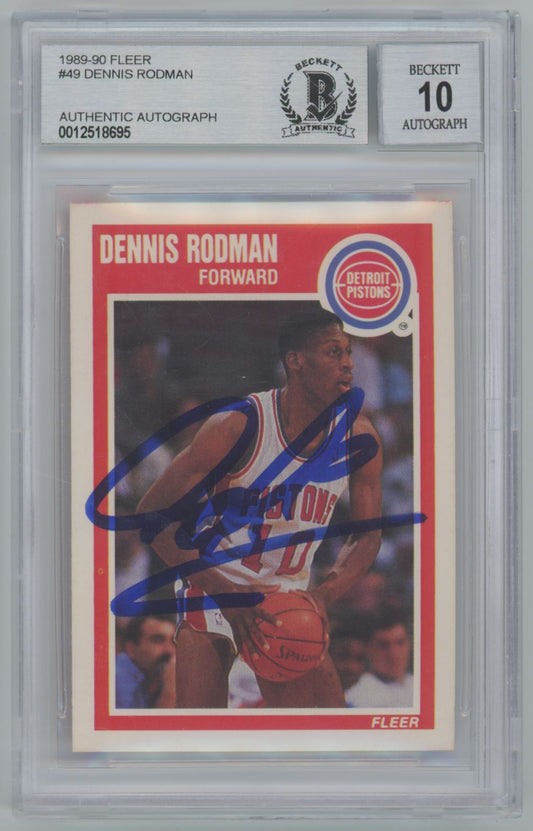 1989-90 Fleer Dennis Rodman #49 - Beckett 10 AUTO