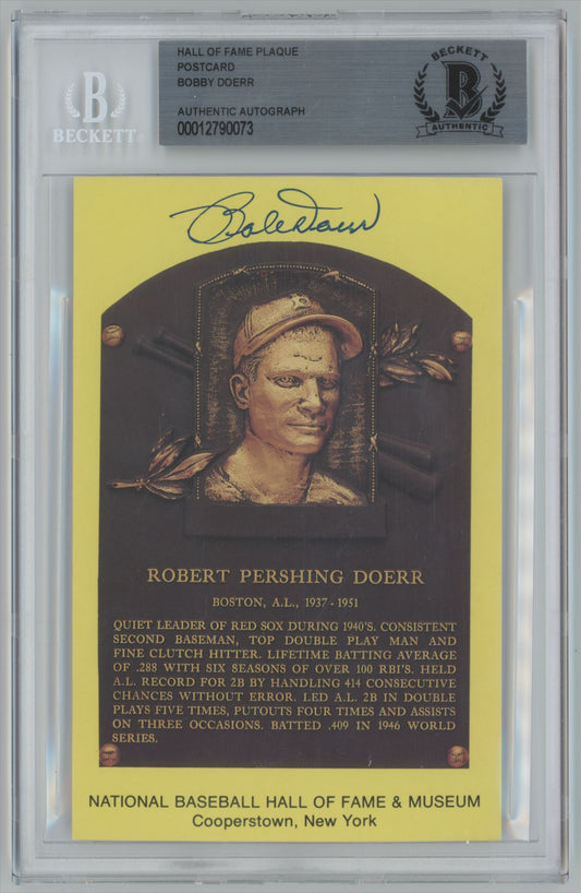 Hall of Fame Plaque Postcard Bobby Doerr Auto - Beckett Authentic