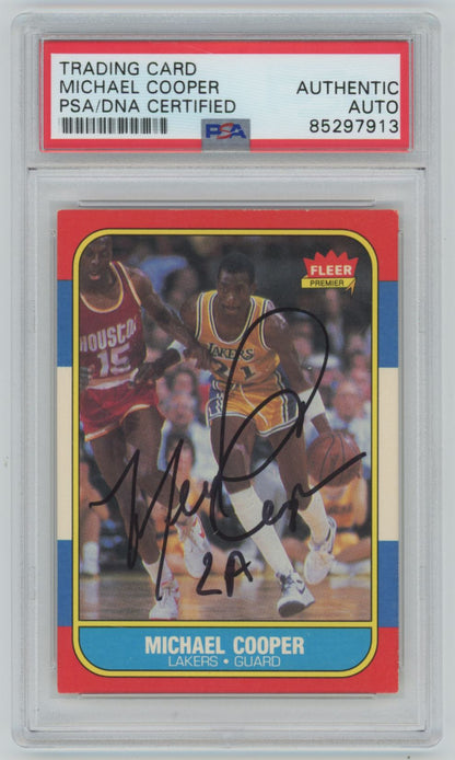 1986 Fleer Michael Cooper #17 Auto Rookie Card - PSA/DNA Authentic (7913)