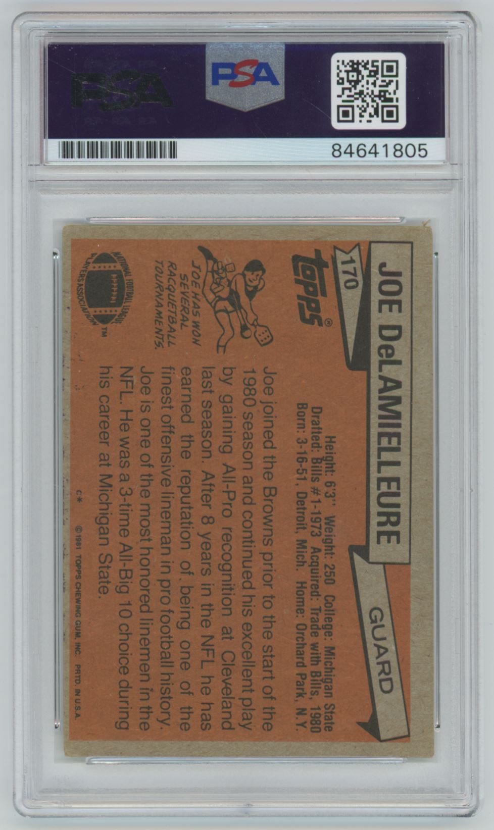 1981 Topps Joe DeLamielleure Auto - PSA/DNA