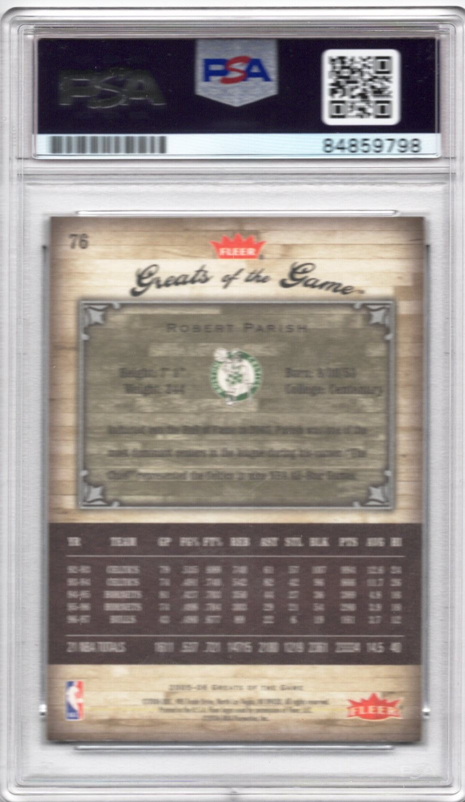 2005 FLEER GREATS OF THE GAME ROBERT PARISH AUTOGRAPH PSA/DNA (9798)