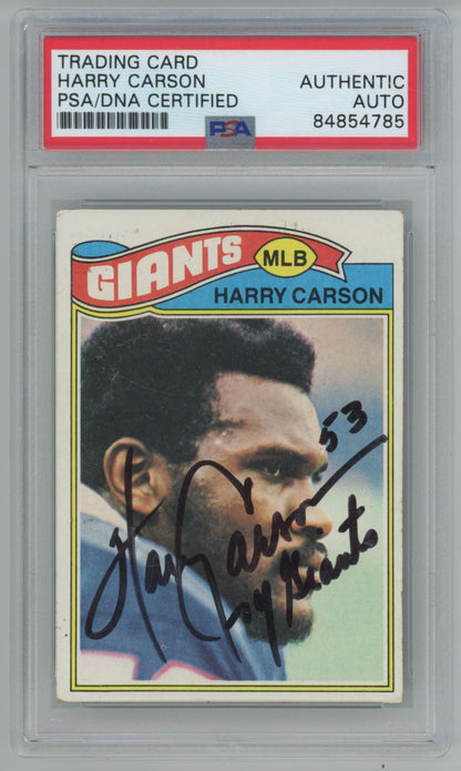 1977 Topps Harry Carson Rookie Card Auto with Inscription - PSA/DNA