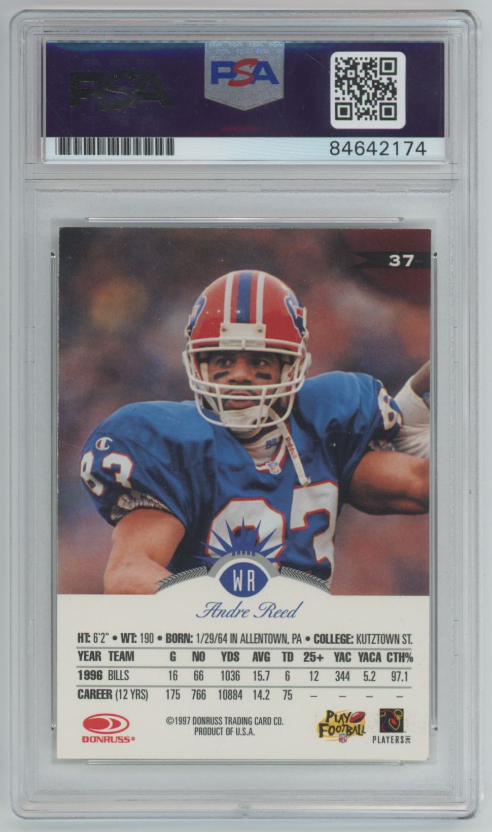 1997 Donruss Andre Reed Auto - PSA/DNA