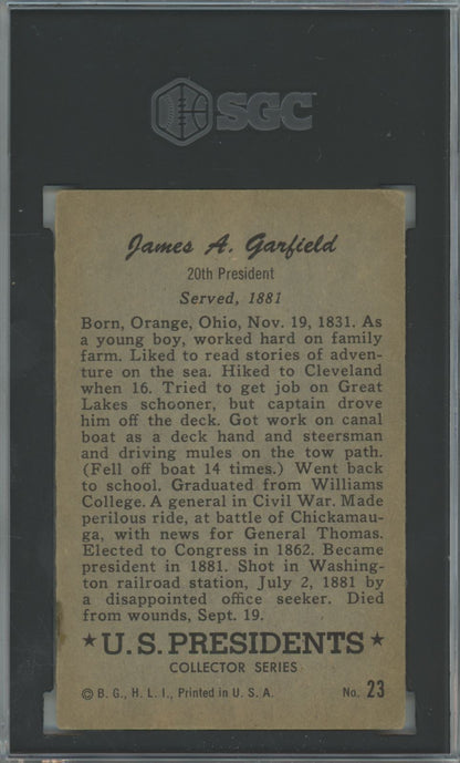 1952 Bowman James A. Garfield #23 U.S. Presidents - SGC 3