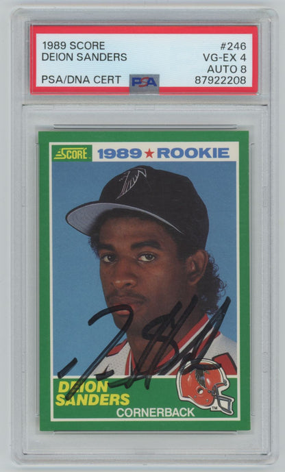 1989 Score #246 Deion Sanders Auto - PSA 4/Auto 8