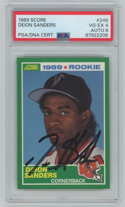 1989 Score #246 Deion Sanders Auto - PSA 4/Auto 8