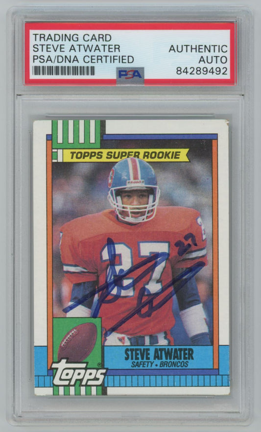 1990 Topps Steve Atwater Rookie Card Auto - PSA/DNA