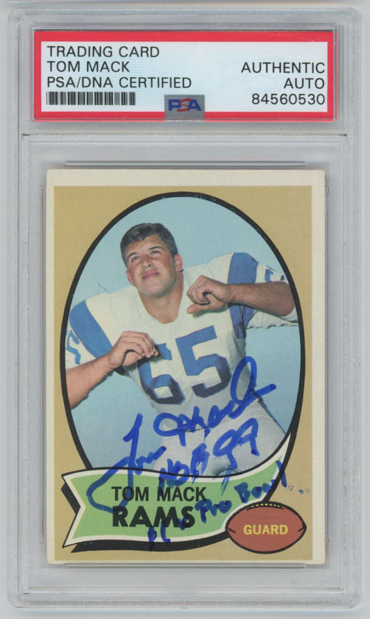 1970 Topps Tom Mack #151 Rookie Card Auto - PSA/DNA