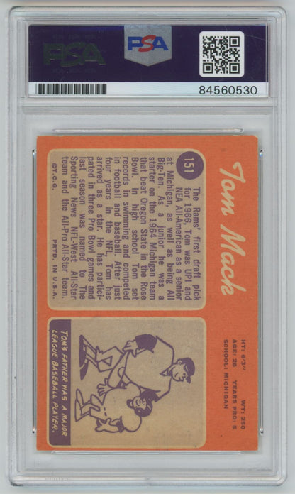 1970 Topps Tom Mack #151 Rookie Card Auto - PSA/DNA