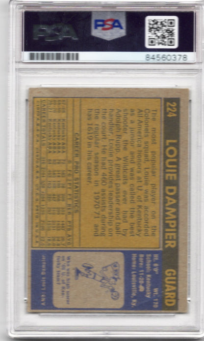 1971 TOPPS LOUIE DAMPIER ROOKIE CARD AUTOGRAPH PSA/DNA AUTO GRADE GEM MT 10 'HOF 15 INSCRIPTION (0378)
