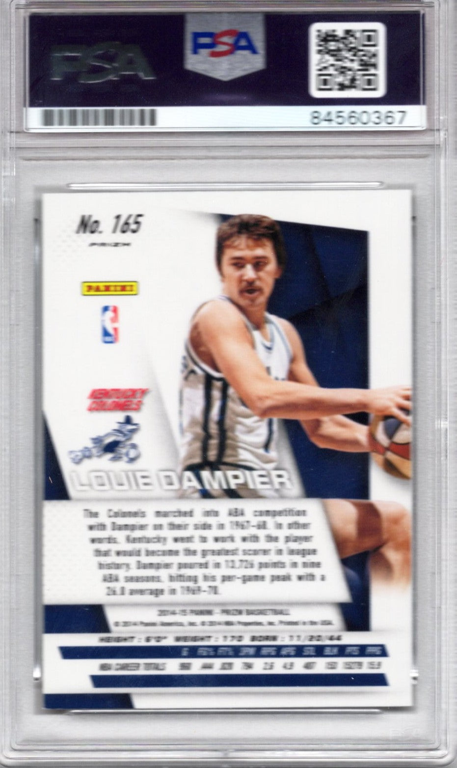 2014 PRIZM LOUIE DAMPIER AUTOGRAPH PSA/DNA AUTO GRADE GEM MT 10 HOF '15 INCRIPTION (0367)