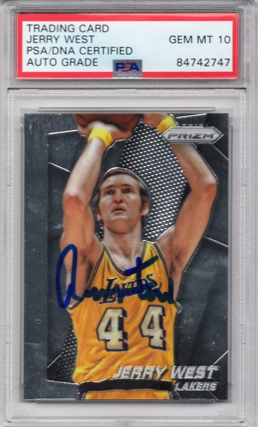 2014 PRIZM JERRY WEST AUTOGRAPH PSA/DNA AUTO GRADE GEM MINT 10