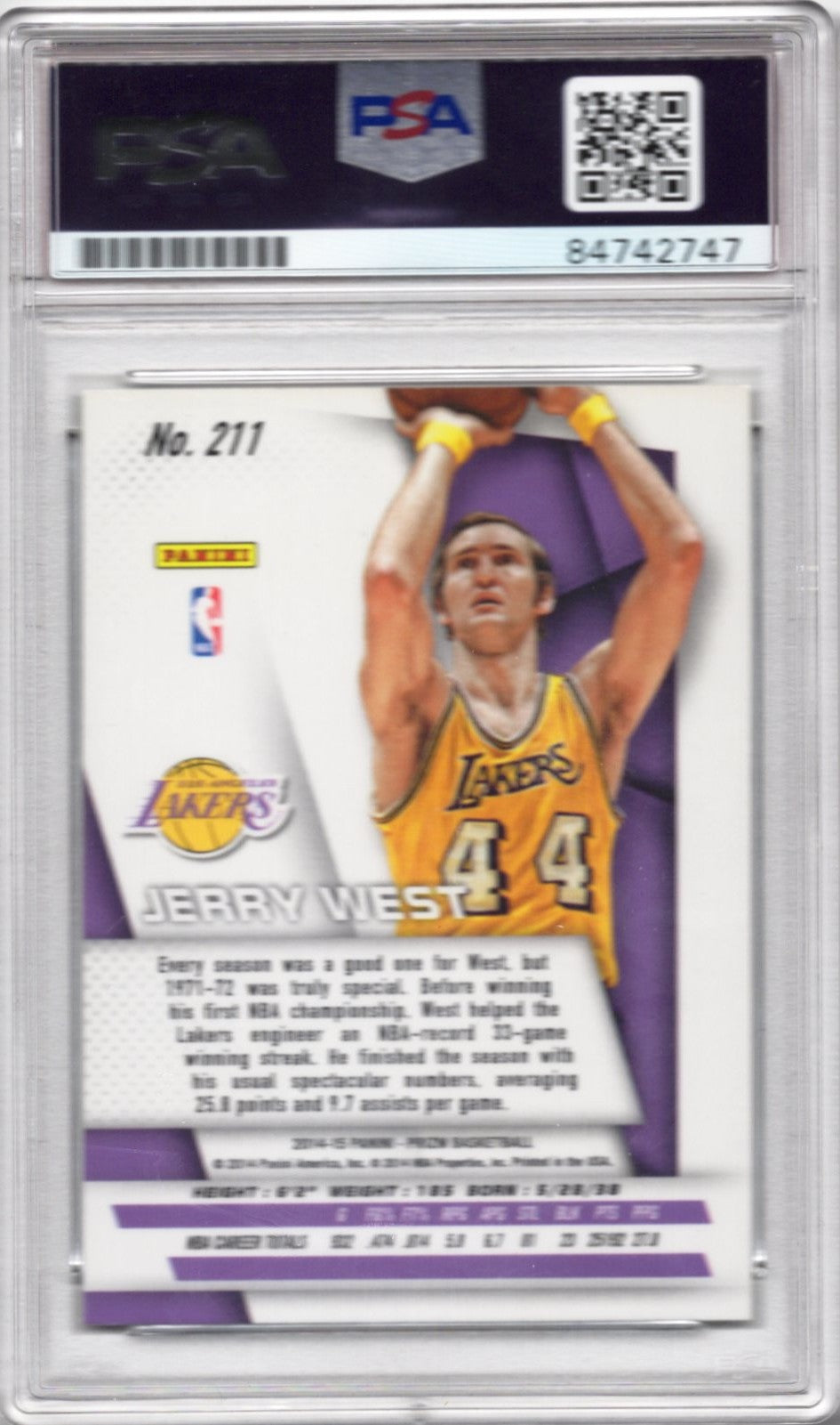 2014 PRIZM JERRY WEST AUTOGRAPH PSA/DNA AUTO GRADE GEM MINT 10