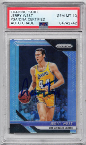 2018 PRIZM SILVER JERRY WEST AUTOGRAPH GRADE 10 PSA/DNA