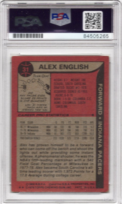 1979 TOPPS ALEX ENGLISH Rookie Card Pacers AUTOGRAPH PSA/DNA
