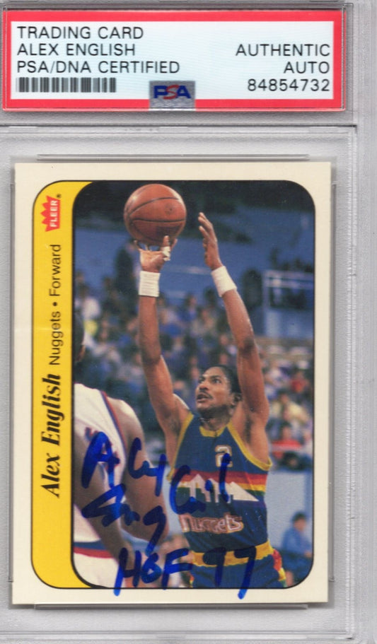 1986 FLEER ALEX ENGLISH NUGGETS AUTOGRAPH PSA/DNA (4732)