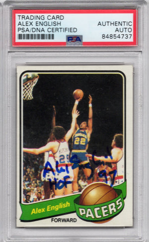 1979 TOPPS ALEX ENGLISH AUTOGRAPH PSA/DNA HOF '97 INSCRIPTION