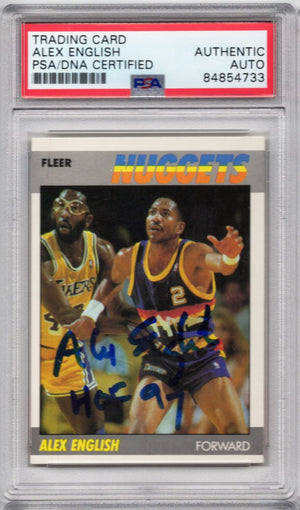 1987 FLEER ALEX ENGLISH AUTOGRAPH PSA/DNA HOF '97 INSRIPTION