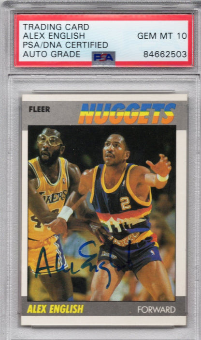 1987 FLEER ALEX ENGLISH AUTOGRAPH HOF PSA/DNA AUTO GRADE GEM MT 10