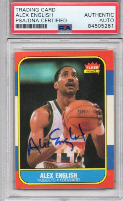 1986 FLEER PRIEMIUM ALEX ENGLISH NUGGETS AUTOGRAPH PSA/DNA (5261)