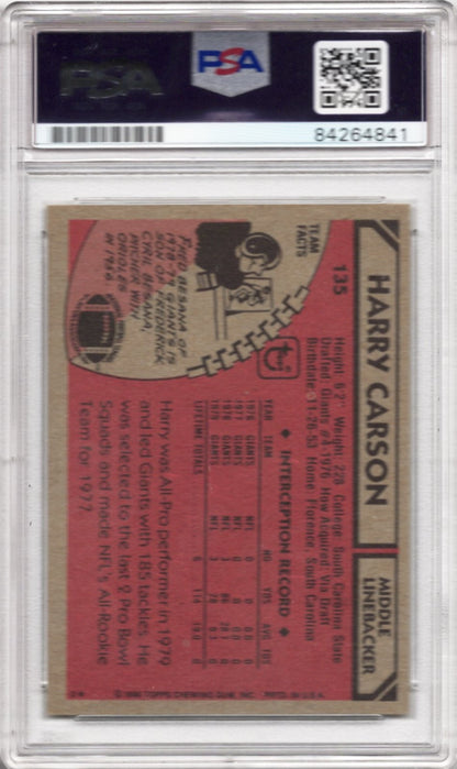 1980 TOPPS HARRY CARSON AUTOGRAPH PSA/DNA (4841)