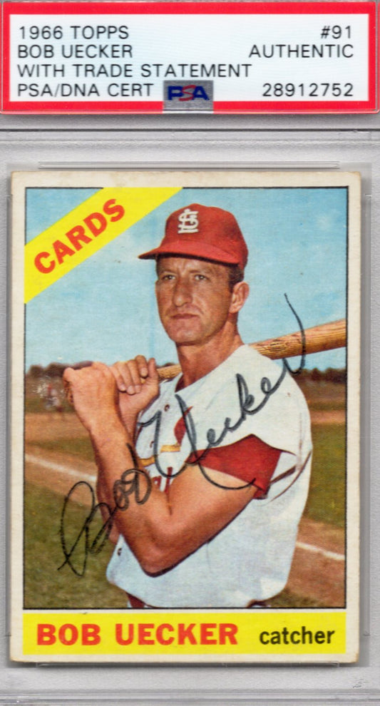 1966 TOPPS BOB UECKER AUTOGRAPH PSA/DNA (2752)