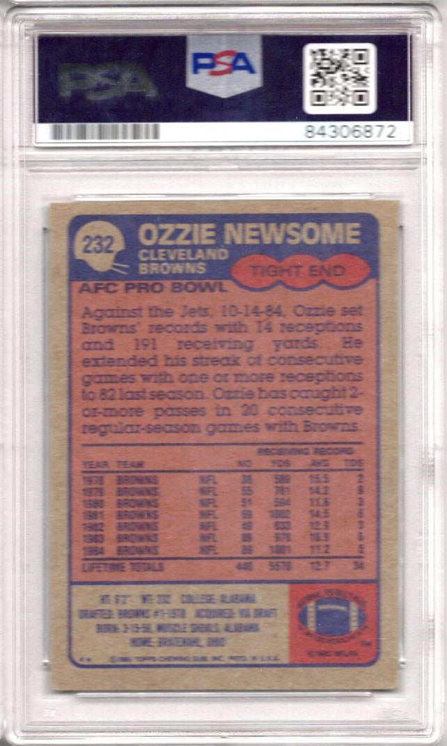 1985 TOPPS OZZIE NEWSOME AUTOGRAPH PSA/DNA (6872)