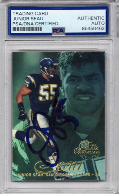 1997 FLAIR SHOWCASE JUNIOR SEAU AUTOGRAPH PSA/DNA (0462)