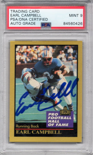 1991 ENOR EARL CAMPBELL AUTOGRAPH PSA/DNA (0426) CARD GRADE PSA 9