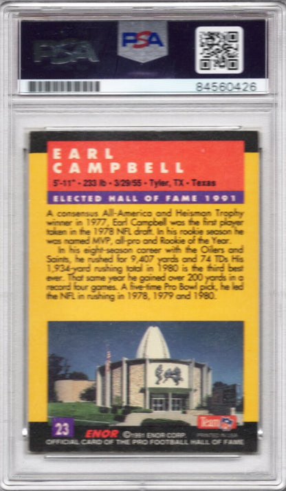 1991 ENOR EARL CAMPBELL AUTOGRAPH PSA/DNA (0426) CARD GRADE PSA 9