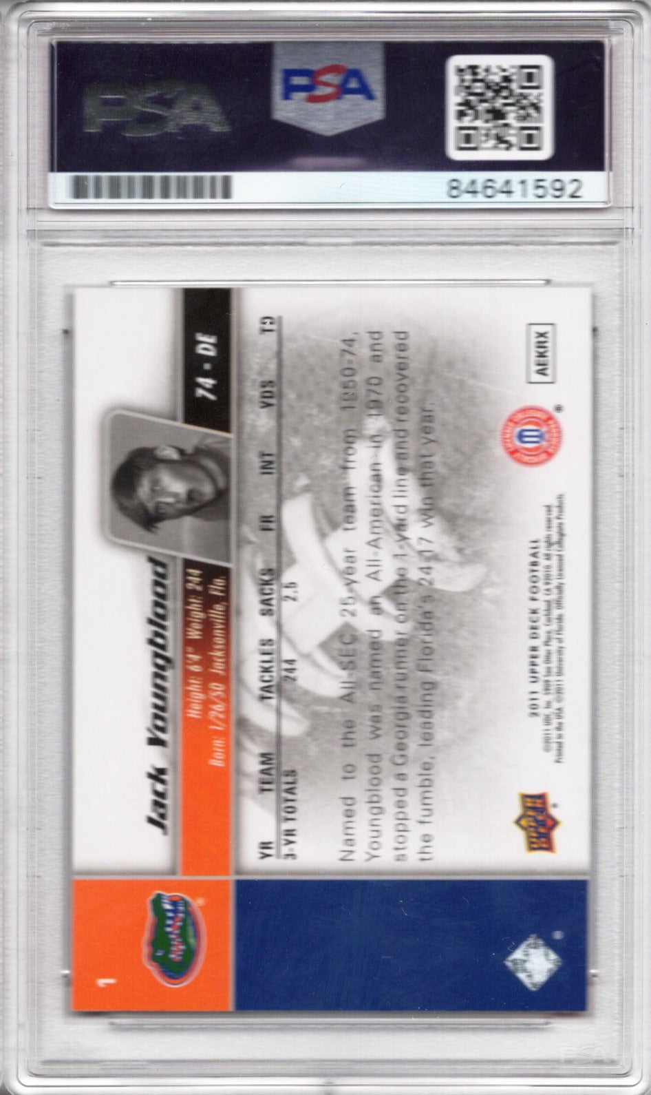 2011 UPPER DECK JACK YOUNGBLOOD AUTOGRAPH PSA/DNA (1592)