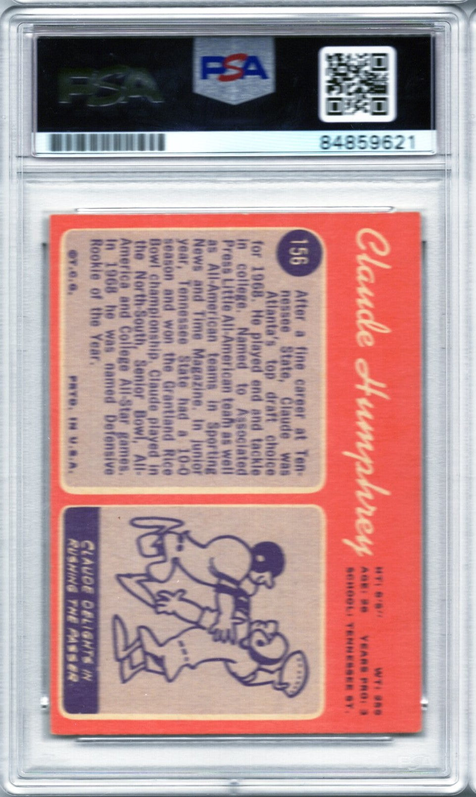 1970 TOPPS CLAUDE HUMPHREY ROOKIE AUTOGRAPH PSA/DNA (9621)