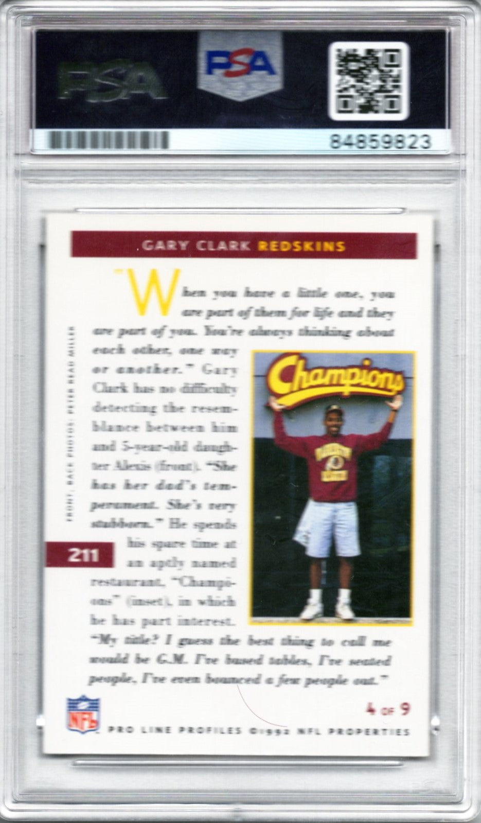 1992 PRO LINE GARY CLARK AUTOGRAPH PSA/DNA (9823)